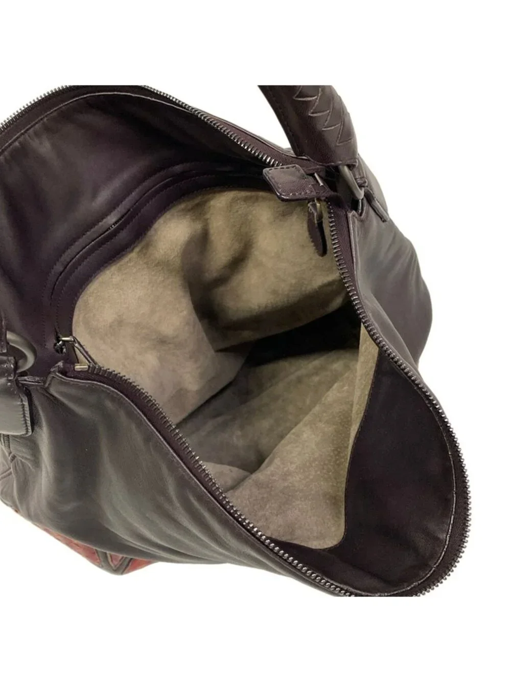 Bottega Veneta Shoulder Bag Intrecciato Brown Red Leather